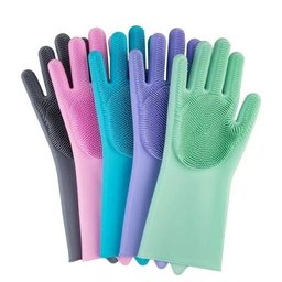 Luva Mágica Silicone Junto com Esponja de Limpeza Lava Louça Carros - 3