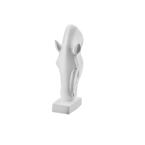 Escultura Estátua Decorativa Cabeça de Cavalo Pequena 50cm:branco Brilho