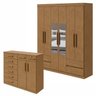 Conjunto de Guarda-roupa 6 Portas 4 Gavetas Zeus com Espelho e Cômoda 8 Gavetas 2 Portas Toronto - 1