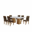 Ver imagem 2 de Mesa Inovare 180 Tp MDF Vidro/Canto Reto com 6 Cadeiras Valentina Marrom/Off White/Imbuia/Ripado