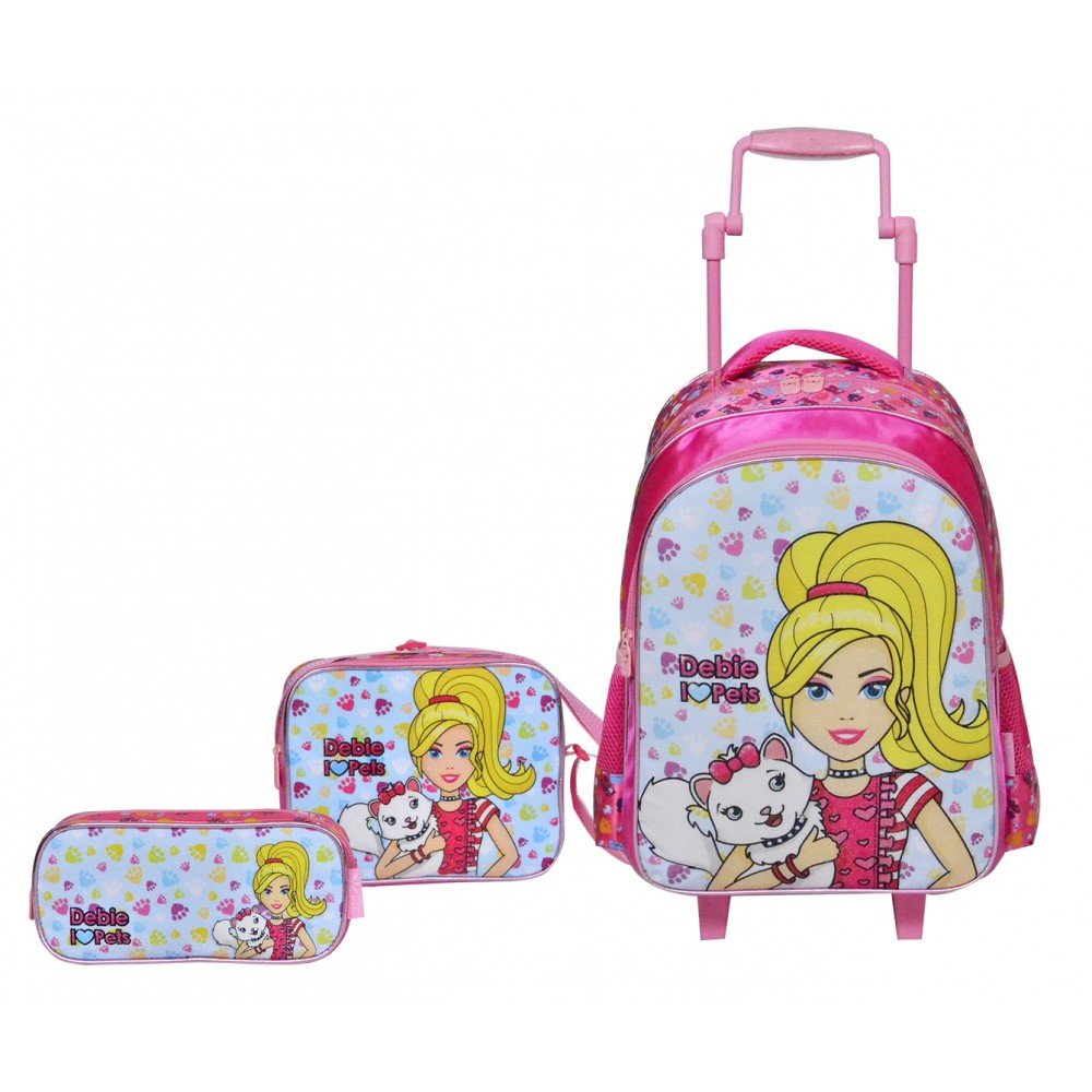 Kit Escolar Stylus Debie Mochila com Lancheira e Estojo Rosa - Winth - 1