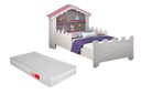Ver imagem 1 de Cama Infantil Magia Quarto da Criança com Grade de Proteção Casinha com Colchão Cor Branco/rosa