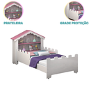 Ver imagem 3 de Cama Infantil Magia Quarto da Criança com Grade de Proteção Casinha com Colchão Cor Branco/rosa