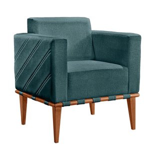 Poltrona Delly Madeira Maciça Castellar Móbile Linho Azul