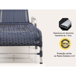 2 Espreguiçadeiras Catar + Mesa Centro em Alumínio - Azul Dark - 5