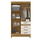 Ver imagem 2 de Guarda-Roupa Solteiro 4 Portas 4 Gavetas e 1 com Chave 2 Espelhos e Pés Sobral Freijó/Off White