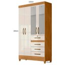 Ver imagem 4 de Guarda-Roupa Solteiro 4 Portas 4 Gavetas e 1 com Chave 2 Espelhos e Pés Sobral Freijó/Off White