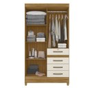 Ver imagem 2 de Guarda-Roupa Solteiro 4 Portas 4 Gavetas e 1 com Chave 2 Espelhos e Pés Sobral