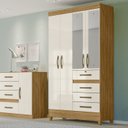 Ver imagem 1 de Guarda-Roupa Solteiro 4 Portas 4 Gavetas e 1 com Chave 2 Espelhos e Pés Sobral