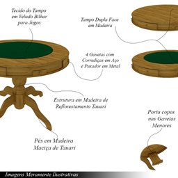 Conjunto Mesa de Jogos Carteado Bellagio Tampo Reversível e 4 Cadeiras Madeira Poker Base Estrela Ve - 3