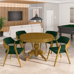 Conjunto Mesa de Jogos Carteado Bellagio Tampo Reversível e 4 Cadeiras Madeira Poker Base Estrela Ve - 6