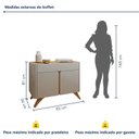 Ver imagem 7 de Buffet Arcus 2 Portas 92 cm Off White/Naturalle - Mavaular