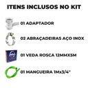 Ver imagem 2 de Adaptador para Máquina de Lavar Louça + Mangueira + Abraçadeira Aço Inox 1" + Fita Veda Rosca