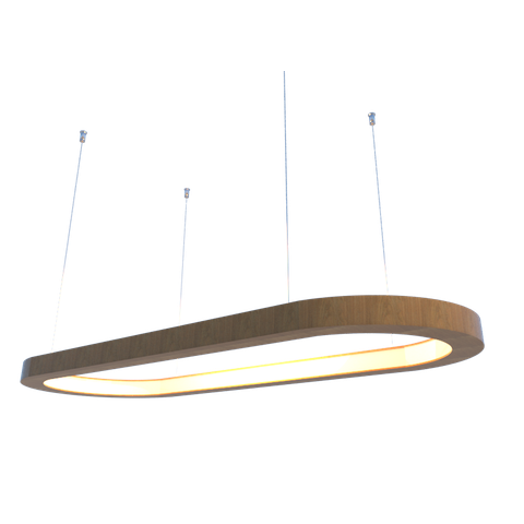 Lustre Pendente Retangular LED 35w 2700k 100cm em Madeira - Freijó