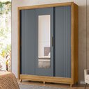 Ver imagem 1 de Guarda-Roupa Casal 3 Portas de Correr 2 Gavetas com Espelho e Pés Bolívia Marrom/Freijó/Cinza