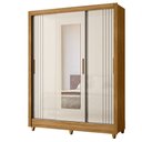 Ver imagem 2 de Guarda-Roupa Casal 3 Portas de Correr 2 Gavetas com Espelho e Pés Bolívia Marrom/Freijó/Off