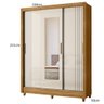 Guarda-roupa Casal 3 Portas de Correr 2 Gavetas com Espelho e Pés Bolívia - 3