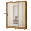 Ver imagem 3 de Guarda-Roupa Casal 3 Portas de Correr 2 Gavetas com Espelho e Pés Bolívia Marrom/Freijó/Off