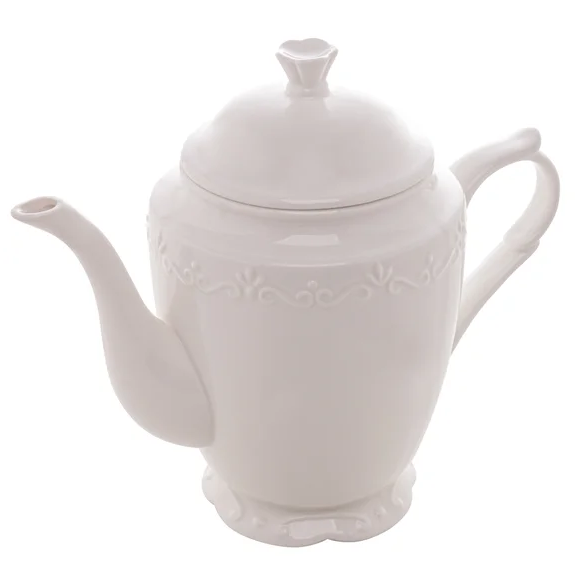 Bule Porcelana P/ Chá Alto Relevo Branco 1l Wolff | MadeiraMadeira
