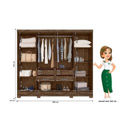 Guarda-roupa Casal 8 Portas 4 Gavetas Com Espelhos e Pés Diplomata - 4
