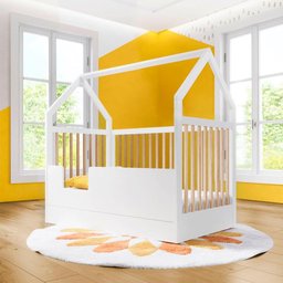 Quarto Bebê Completo Berço Cômoda Guarda-Roupa Wood Divicar - 3