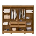 Ver imagem 4 de Guarda-Roupa Casal 8 Portas 4 Gavetas com Espelhos e Pés Diplomata Marrom/Freijó/Off
