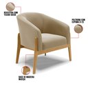 Ver imagem 5 de Kit 01 Poltrona e 01 Puff Stella Suede Marrom Rato Base Madeira Castanho - D’Rossi