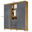 Ver imagem 4 de Guarda-Roupa Casal com Espelho 5 Portas 3 Gavetas 4 Nichos e Pés Eldorado Marrom/Freijó/Cinza