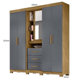 Guarda-Roupa Casal com Espelho 5 Portas 3 Gavetas 4 Nichos e Pés Eldorado - 4