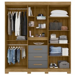 Guarda-Roupa Casal com Espelho 5 Portas 3 Gavetas 4 Nichos e Pés Eldorado - 2