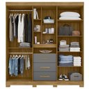 Ver imagem 2 de Guarda-Roupa Casal com Espelho 5 Portas 3 Gavetas 4 Nichos e Pés Eldorado Marrom/Freijó/Cinza