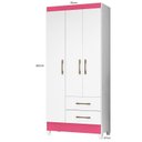 Ver imagem 3 de Guarda-Roupa Solteiro 3 Portas 2 Gavetas e Pés Lima Branco/Rosa