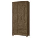 Ver imagem 2 de Guarda-Roupa Solteiro 3 Portas 2 Gavetas e Pés Lima Marrom/Castanho Wood