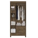 Ver imagem 3 de Guarda-Roupa Solteiro 3 Portas 2 Gavetas e Pés Lima Marrom/Castanho Wood