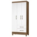 Ver imagem 3 de Guarda-Roupa Solteiro 3 Portas 2 Gavetas e Pés Lima Marrom/Marrome/Branco