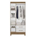 Ver imagem 2 de Guarda-Roupa Solteiro 3 Portas 2 Gavetas e Pés Lima Marrom/Marrome/Branco