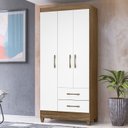 Ver imagem 1 de Guarda-Roupa Solteiro 3 Portas 2 Gavetas e Pés Lima Marrom/Marrome/Branco