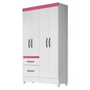 Ver imagem 3 de Guarda-Roupa Solteiro 4 Portas 2 Gavetas com Pés Madri Branco/Rosa
