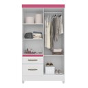 Ver imagem 2 de Guarda-Roupa Solteiro 4 Portas 2 Gavetas com Pés Madri Branco/Rosa
