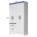Ver imagem 4 de Guarda-Roupa Solteiro 4 Portas 2 Gavetas com Espelhos e Pés Madri Branco/Azul