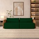 Ver imagem 1 de Sofá Living Sala de Estar Abel 240cm Bipartido Pés de Madeira Pu/veludo Caramelo/verde G33 - Gran Be