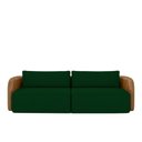 Ver imagem 2 de Sofá Living Sala de Estar Abel 240cm Bipartido Pés de Madeira Pu/veludo Caramelo/verde G33 - Gran Be