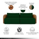 Ver imagem 3 de Sofá Living Sala de Estar Abel 240cm Bipartido Pés de Madeira Pu/veludo Caramelo/verde G33 - Gran Be