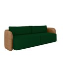 Ver imagem 6 de Sofá Living Sala de Estar Abel 240cm Bipartido Pés de Madeira Pu/veludo Caramelo/verde G33 - Gran Be