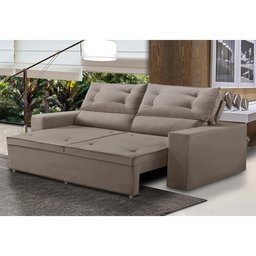 Sofá Retrátil e Reclinável 3 lugares com Molas 1,80m Lais Suede Cappuccino Adonai Estofados - 1