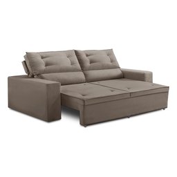 Sofá Retrátil e Reclinável 3 lugares com Molas 1,80m Lais Suede Cappuccino Adonai Estofados - 3