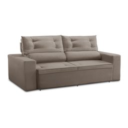 Sofá Retrátil e Reclinável 3 lugares com Molas 1,80m Lais Suede Cappuccino Adonai Estofados - 4