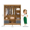 Ver imagem 4 de Guarda-Roupa Casal 6 Portas 2 Gavetas e Pés MS912 Marrom/Freijó/Cinza