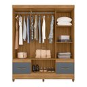 Ver imagem 3 de Guarda-Roupa Casal 6 Portas 2 Gavetas e Pés MS912 Marrom/Freijó/Cinza