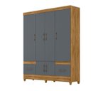 Ver imagem 2 de Guarda-Roupa Casal 6 Portas 2 Gavetas e Pés MS912 Marrom/Freijó/Cinza